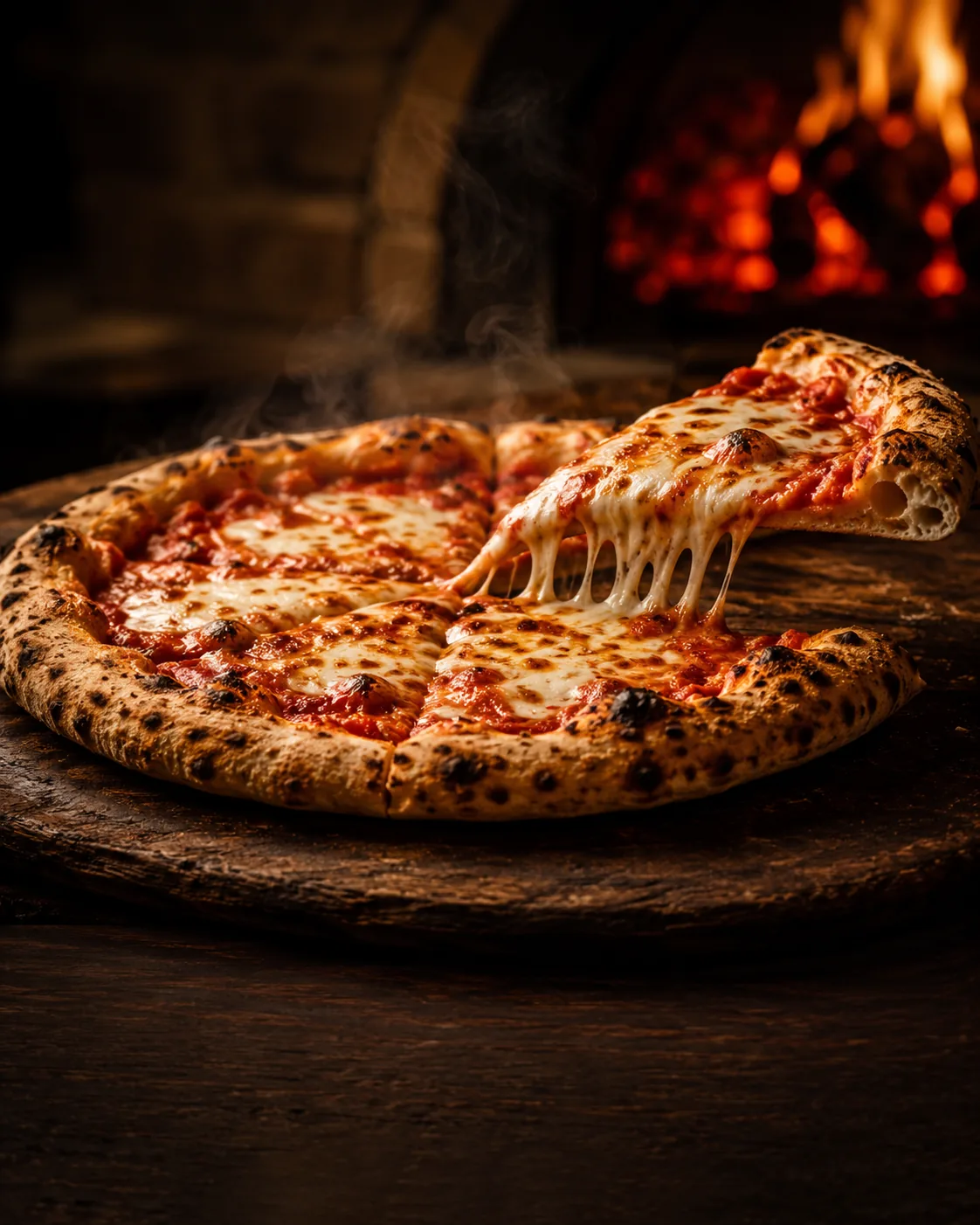 Pizza artesanal Brasa Lenta saindo do forno